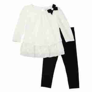 Rare Editions Knit and Crochet Lace Dressy Top and Leggings, 2 Piece